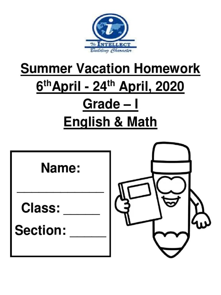 Summer Vacation Homework (Grade - I) 2019-20 | PDF | Homework | Noun