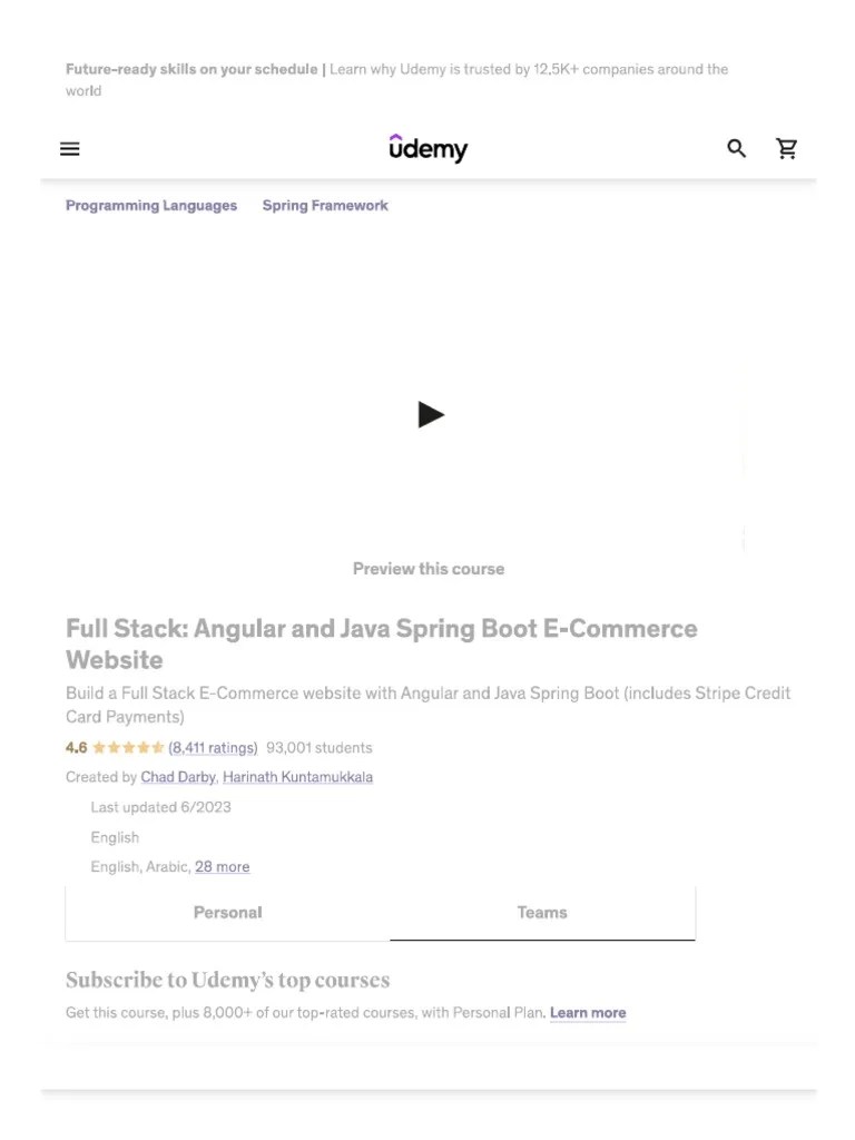 Full Stack - Angular And Java Spring Boot E-Commerce Website | PDF