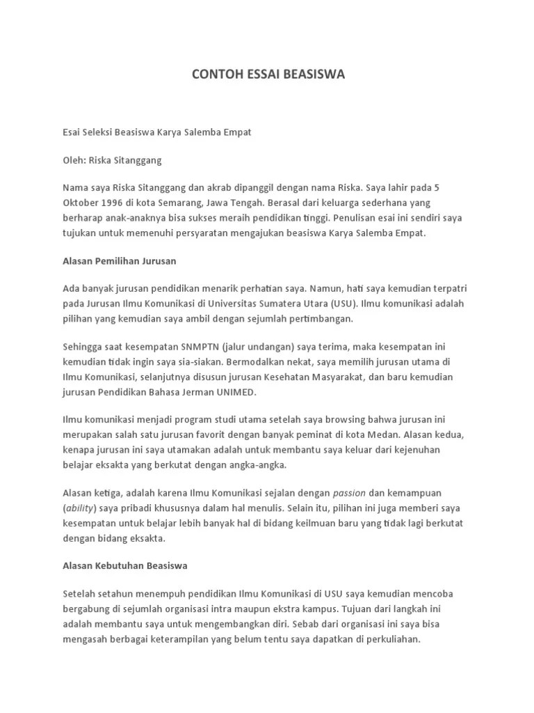 Contoh essai beasiswa