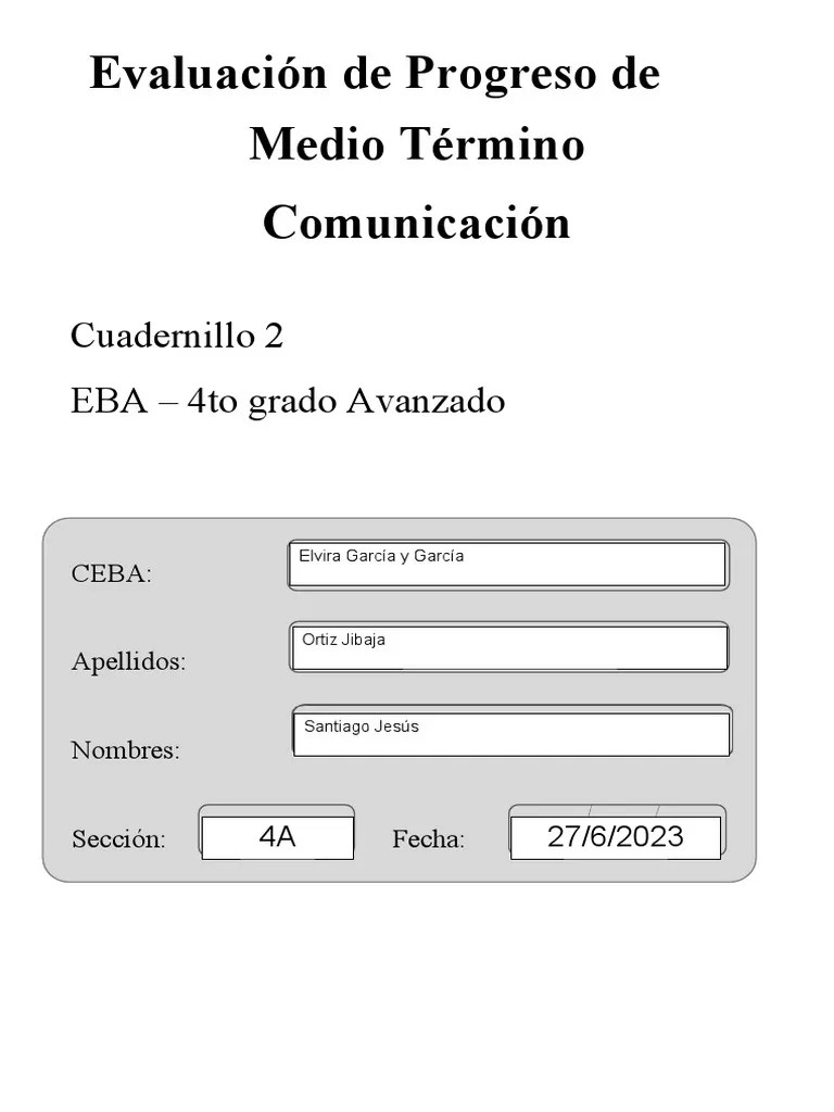Cuadernillo 2 De Comunicación, Evaluación. | PDF