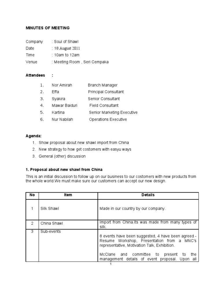 Template Sample Of Minutes Of Meeting | Advertising | Business