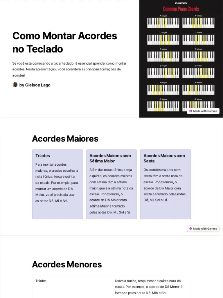 Como Montar Acordes No Teclado | PDF | Acorde (música) | Teoria Da Música