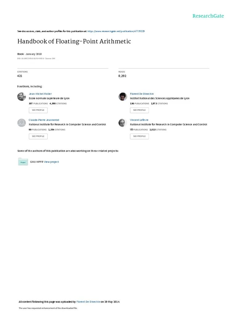 Handbook Of Floating-Point Arithmetic | PDF | Rounding | Mathematics
