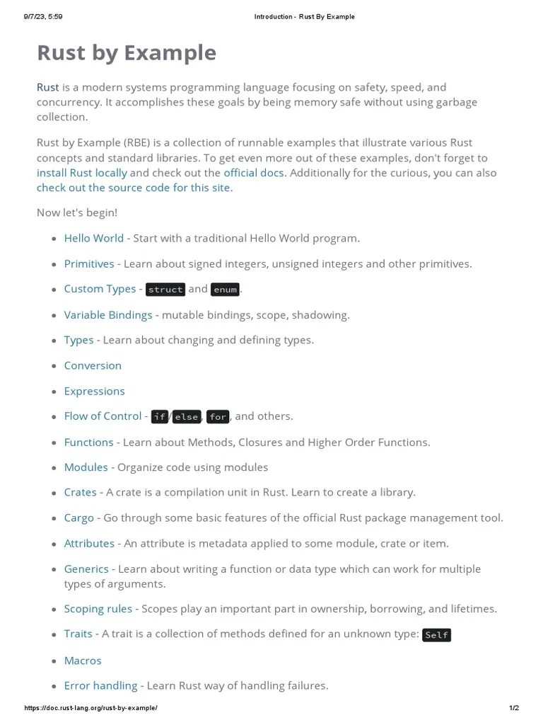 Introduction - Rust By Example | PDF | Software Engineering | Computer Programming