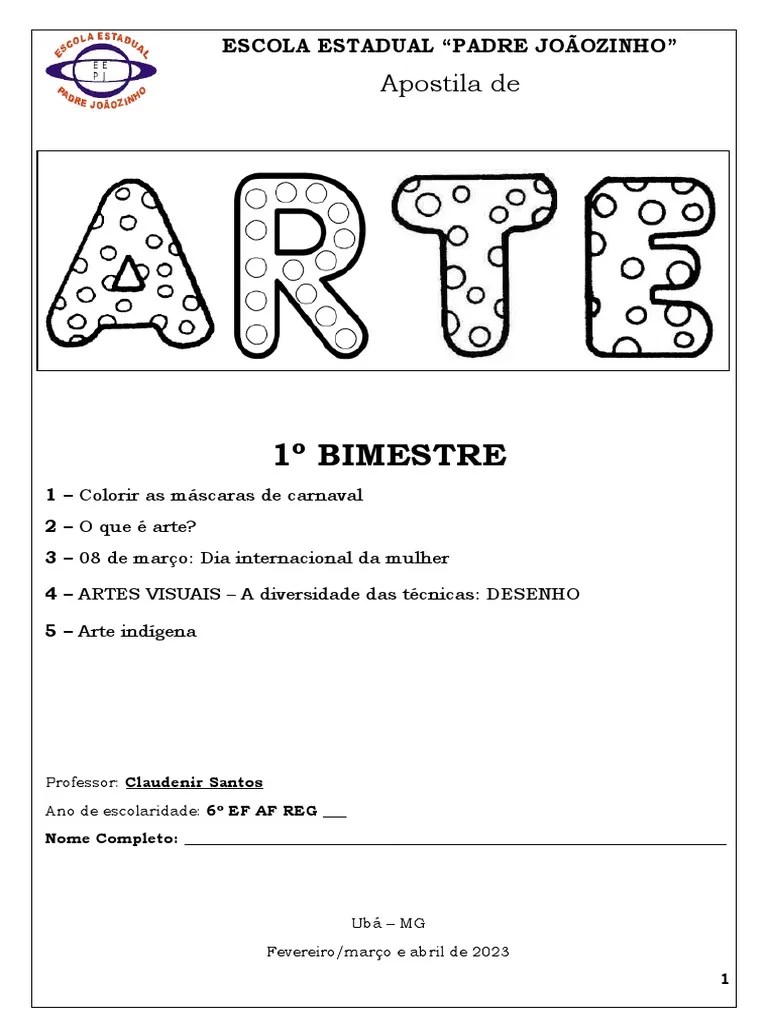 Apostila 1º Bimestre - 6º Ano (ADAPTADA) | PDF