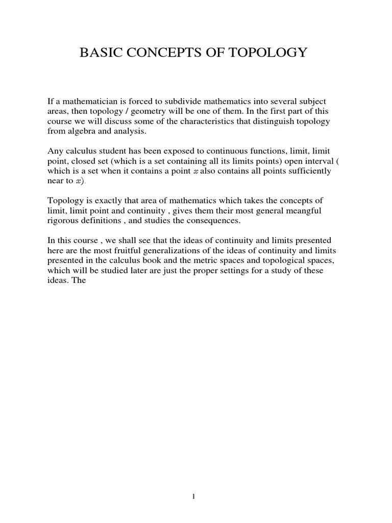 Topology 464 | PDF | Continuous Function | Mathematical Objects