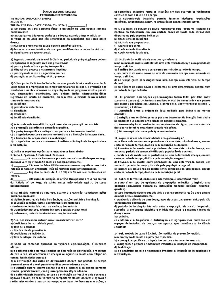 Técnico Em Enfermagem | PDF | Epidemiologia | Inflamação