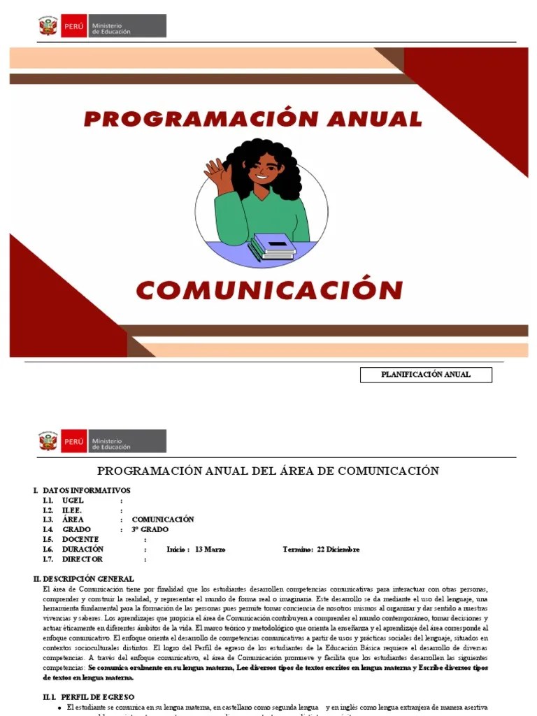 Programación Anual - Comunicación - 3° Grado | PDF | Evaluación ...