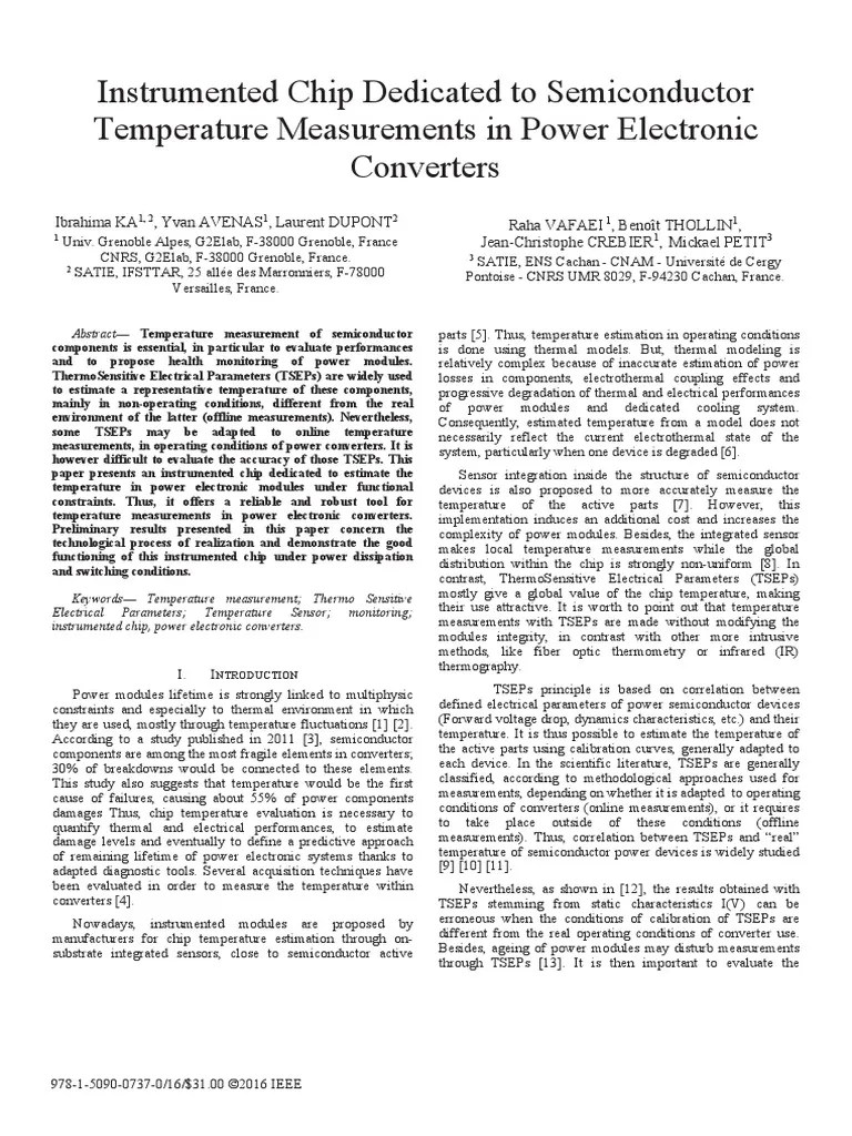 Instrumented Chip Dedicated To Semiconductor Temperature Measurements ...