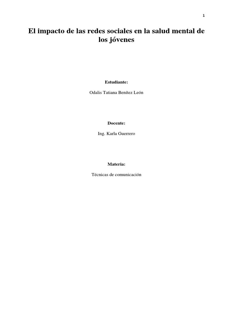 El Impacto De Las Redes Sociales En La Salud Mental De Los Jóvenes ...