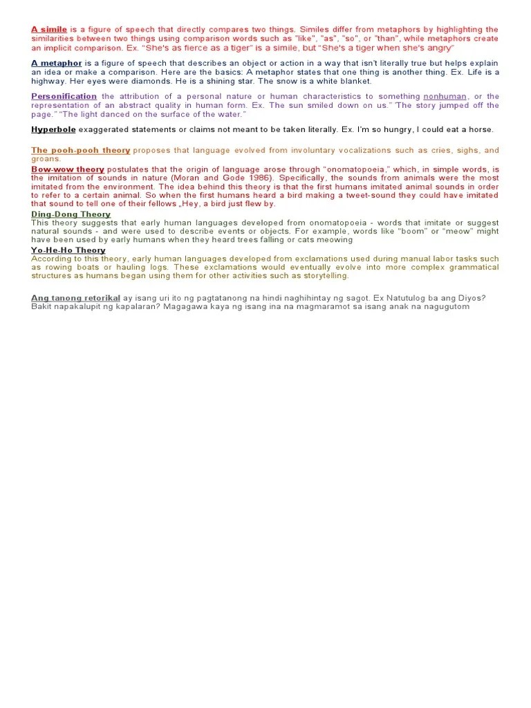 A Simile Is A Figure Of Speech That Directly Compares Two Things | PDF ...