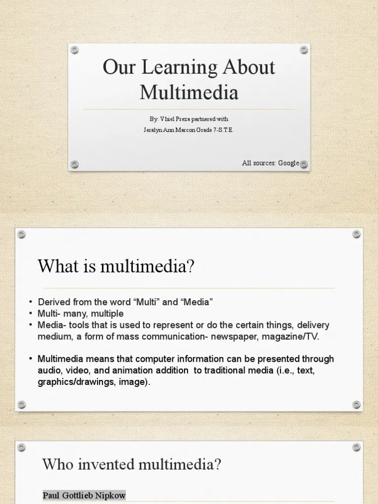Our Learning About Multimedia Resources | PDF | Multimedia | Mass Media