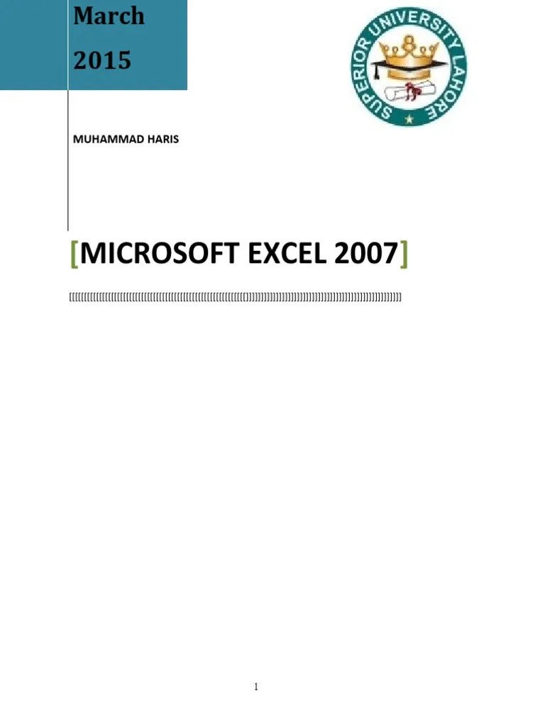 Excel 2007 Study Pack | PDF | Microsoft Excel | Spreadsheet