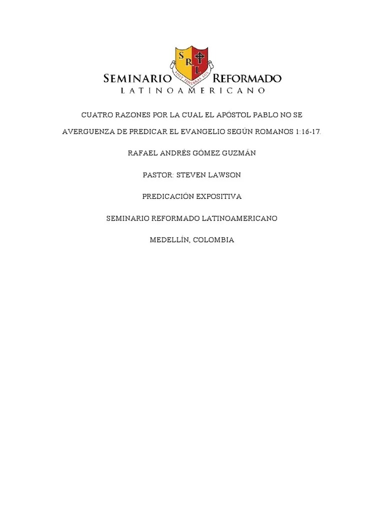No Me Averguenzo Del Evangelio | PDF | Pablo El Apóstol | Epístola A ...