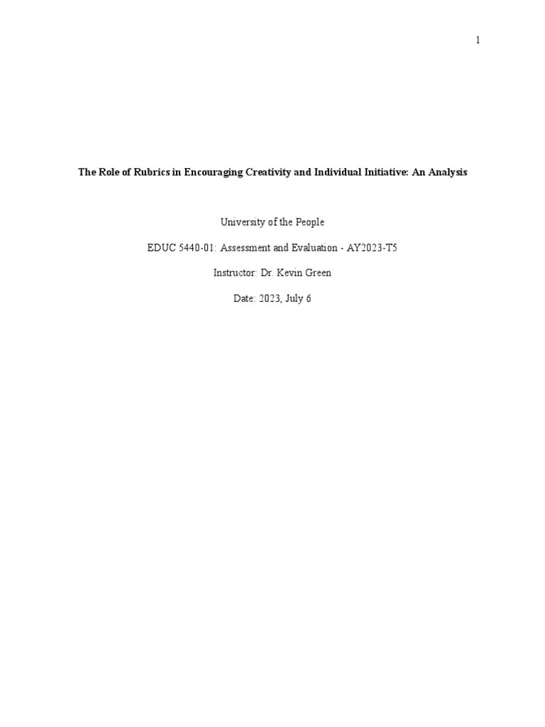 EDUC 5440 - Unit 3 - Written Assignment | PDF | Rubric (Academic) | Creativity