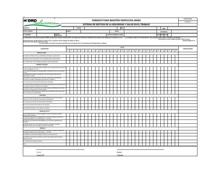 Inspeccion De Arnes | PDF