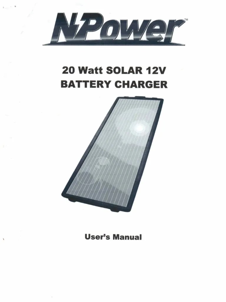 20 Watt Solar 12V Battery Charger Manual | PDF