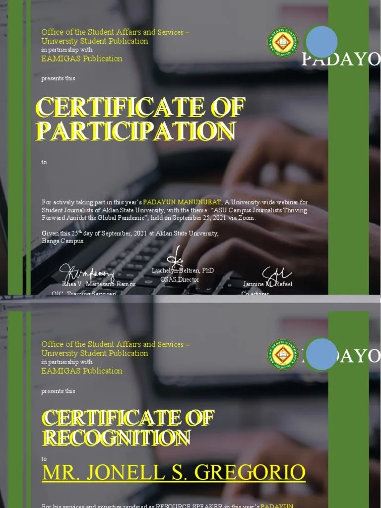 Webinar Certificates | PDF