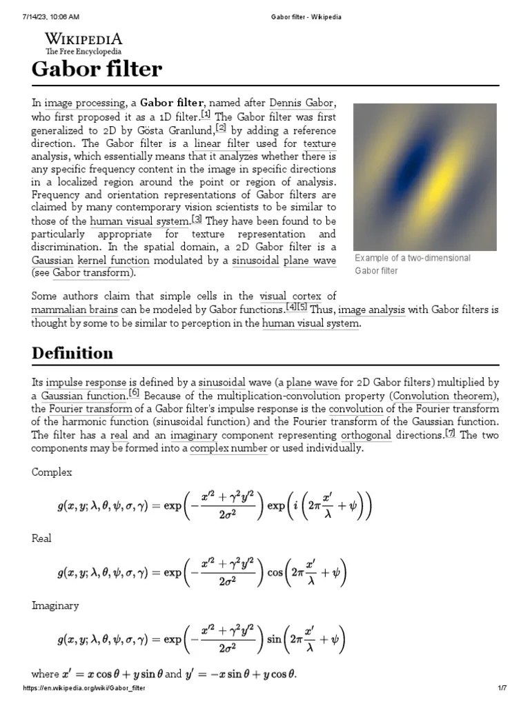 Gabor Filter | PDF | Algorithms | Digital Signal Processing