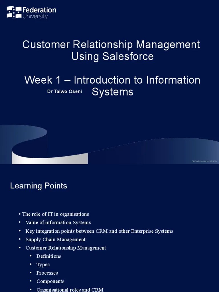 Week 1 CRM Using Salesforce - Introduction To CRM | PDF | Customer ...