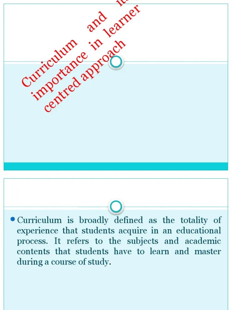 Curriculum And Its Importance In Learner-Centred Approach | PDF ...