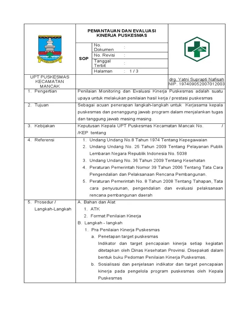 Pemantauan Dan Evaluasi Kinerja Puskesmas | PDF