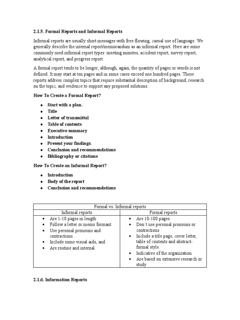 Formal And Informal Reports | PDF | Information | Memorandum