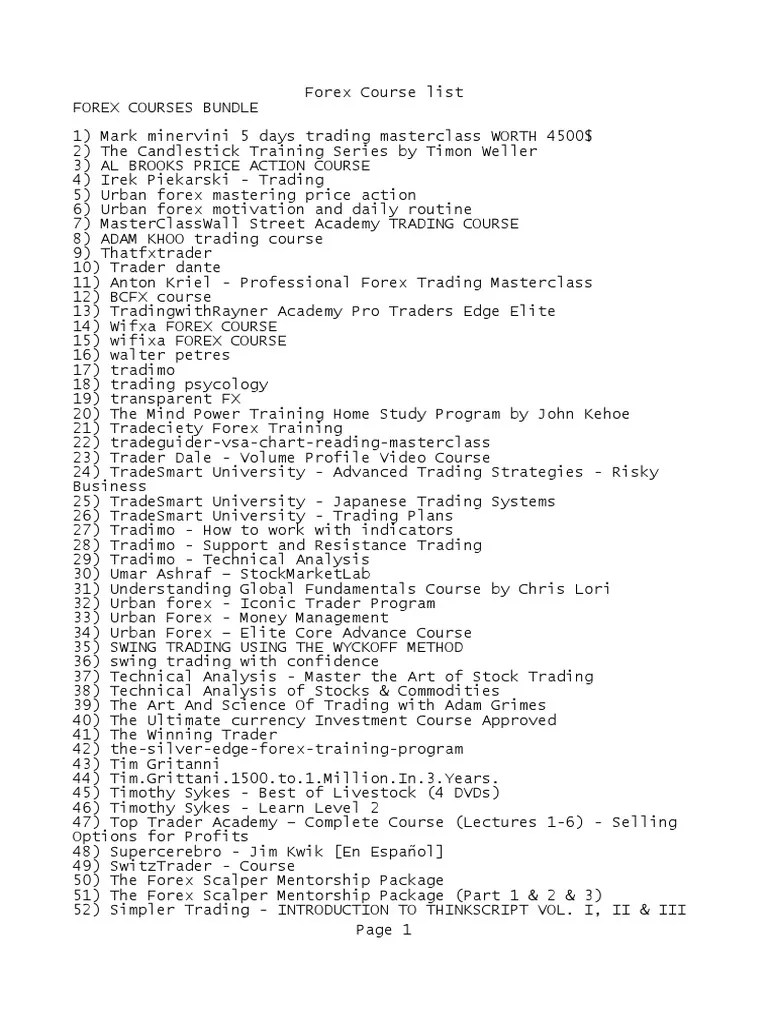 Forex Courses List | PDF | Foreign Exchange Market | Technical Analysis