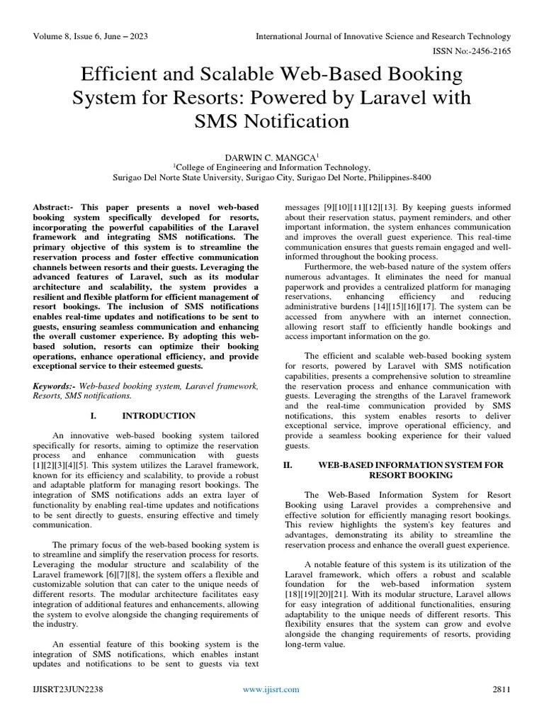 Efficient And Scalable Web-Based Booking System For Resorts: Powered By ...