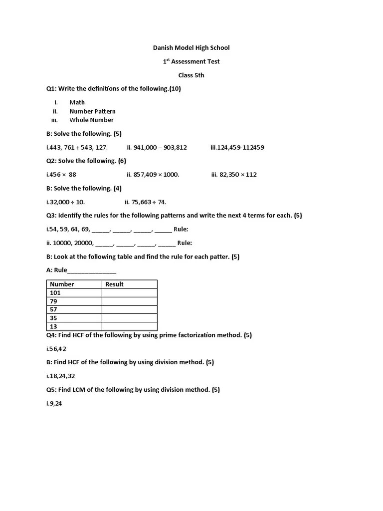 Math Assessment | PDF