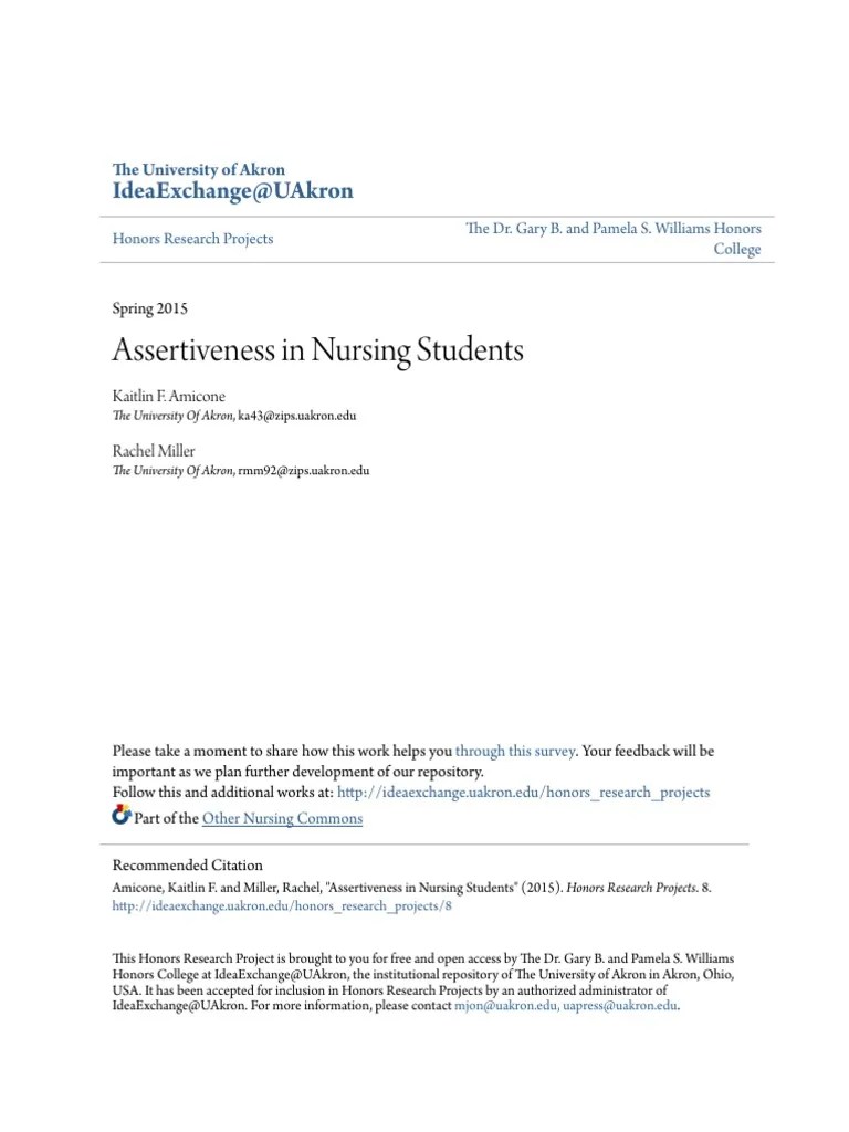 Assertiveness In Nursing Students | PDF | Survey Methodology | Nursing