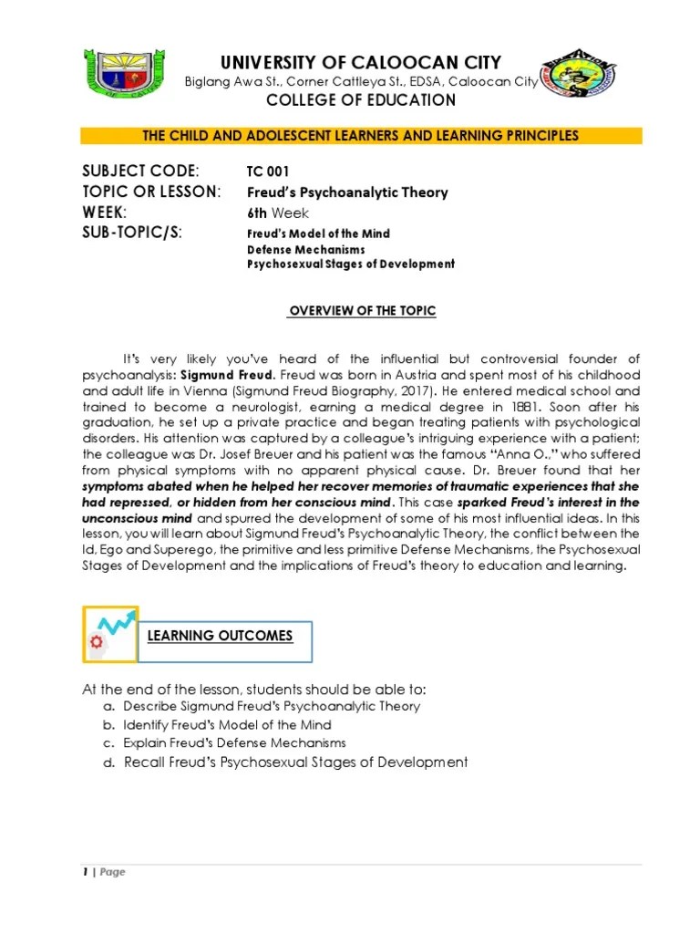 TC OO1 - MODULE 5 Freud Psychoanalytic Theory | PDF | Oedipus Complex | Psychoanalysis