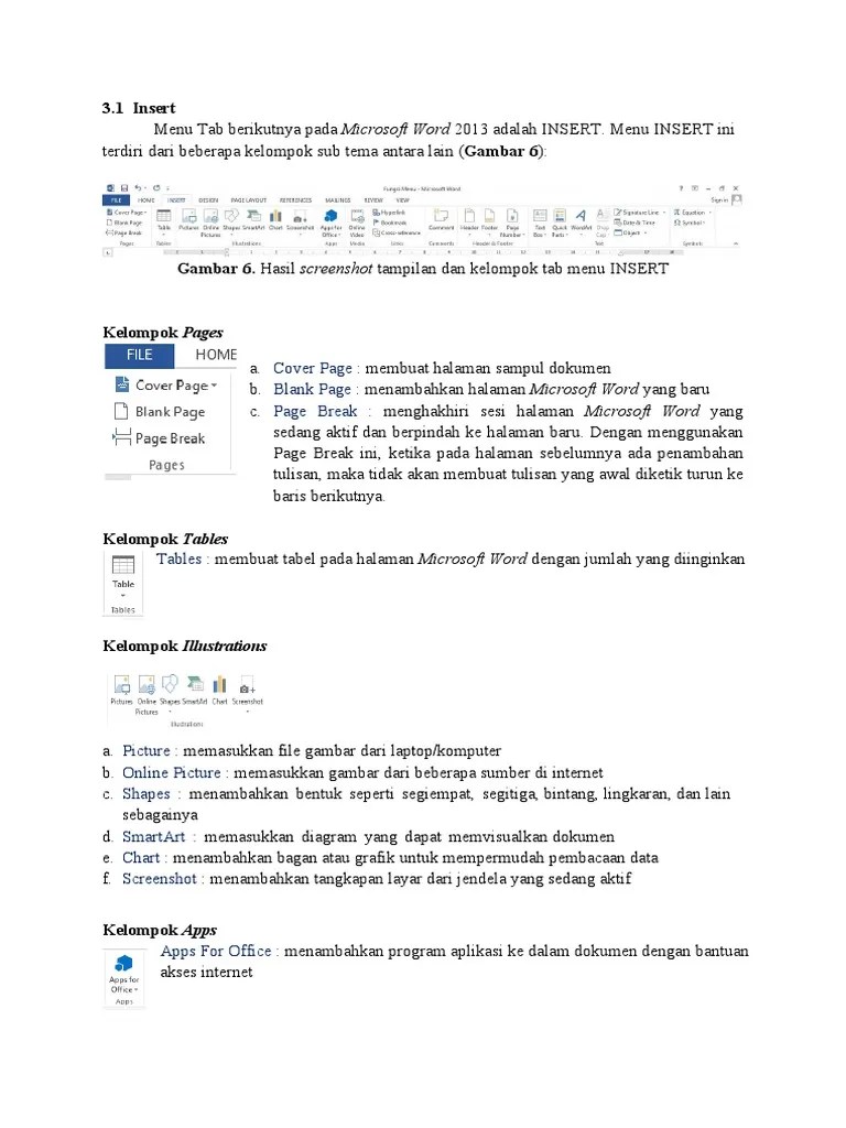 Menu Insert Ms Word | PDF