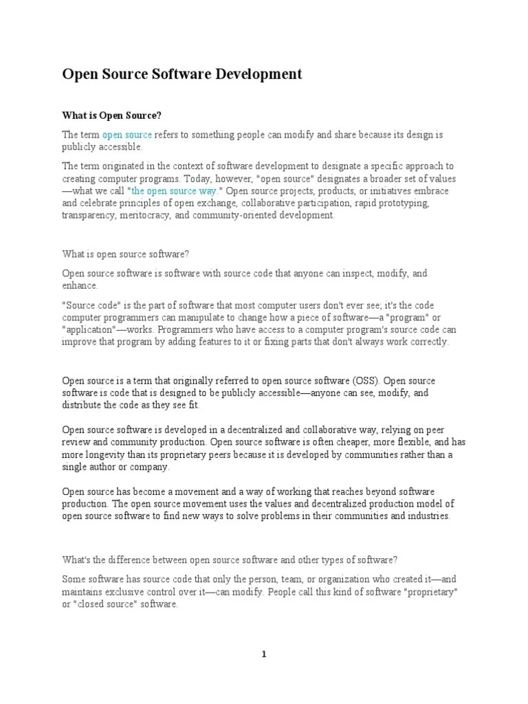 Lecture Notes 2 - Open Source Software Development | PDF | Open Source ...