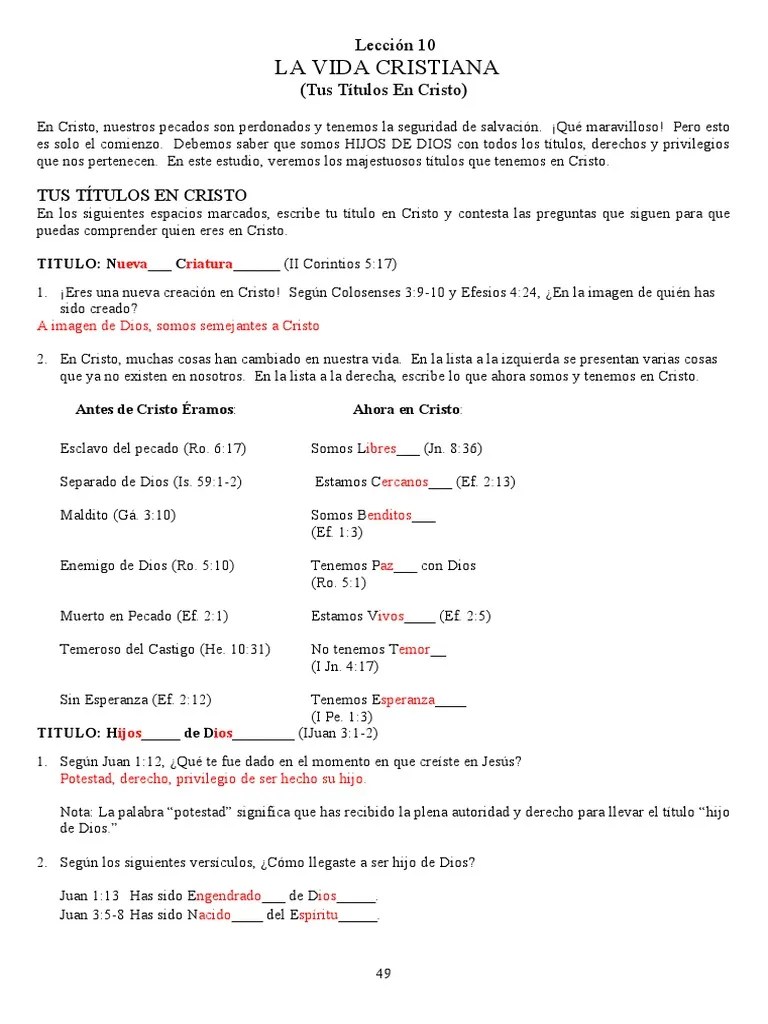 Clase 10 - La Vida Cristiana (Tus Títulos En Cristo) | PDF | Sacerdote ...