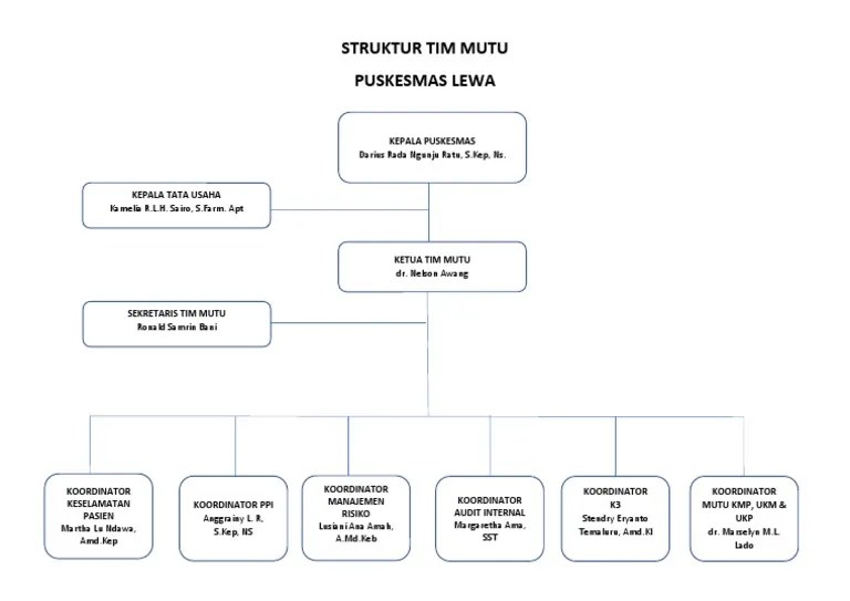 Struktur Tim Mutu PKM Lewa | PDF