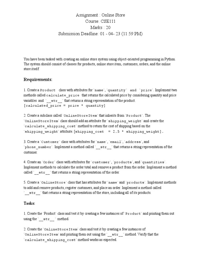CSE111 Assignment-1 | PDF | Method (Computer Programming) | Class ...