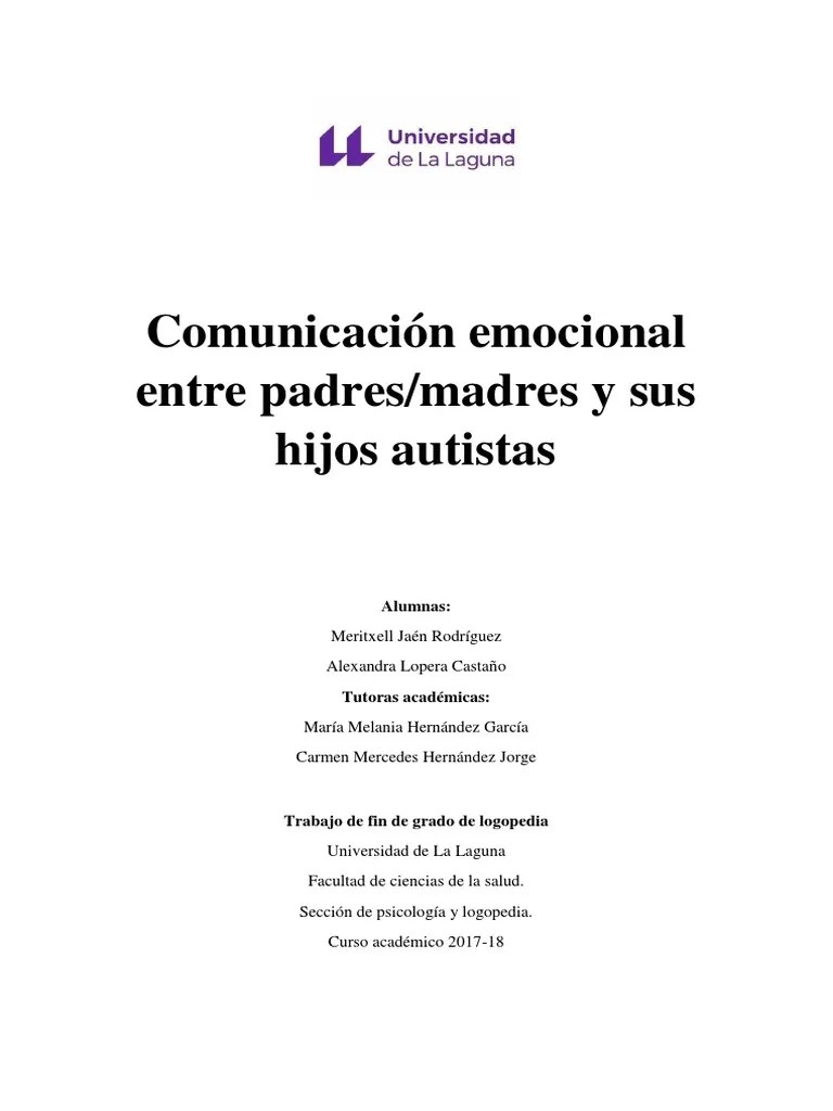 Comunicación Emocional Entre Padres Y Madres Y Su Hijos TEA | PDF | Las Emociones | Espectro Autista