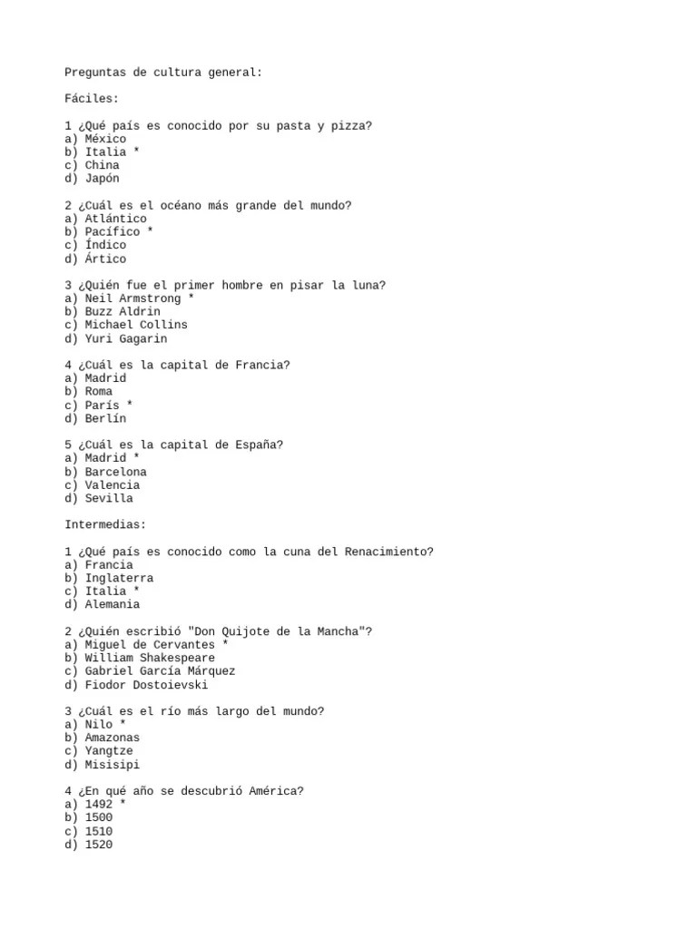 Preguntas De Cultura General | PDF