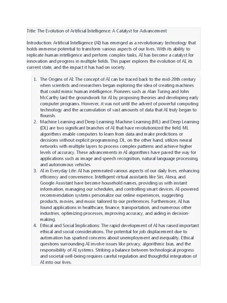 The Evolution Of Artificial Intelligence | PDF | Artificial ...