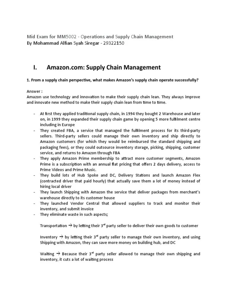 Operations And Supply Chains | PDF | Supply Chain | Delivery (Commerce)