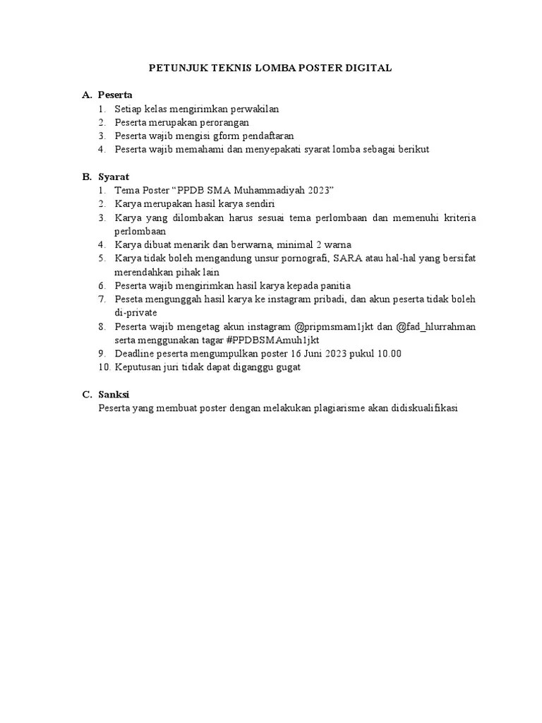 Petunjuk Teknis Lomba Poster Digital | PDF