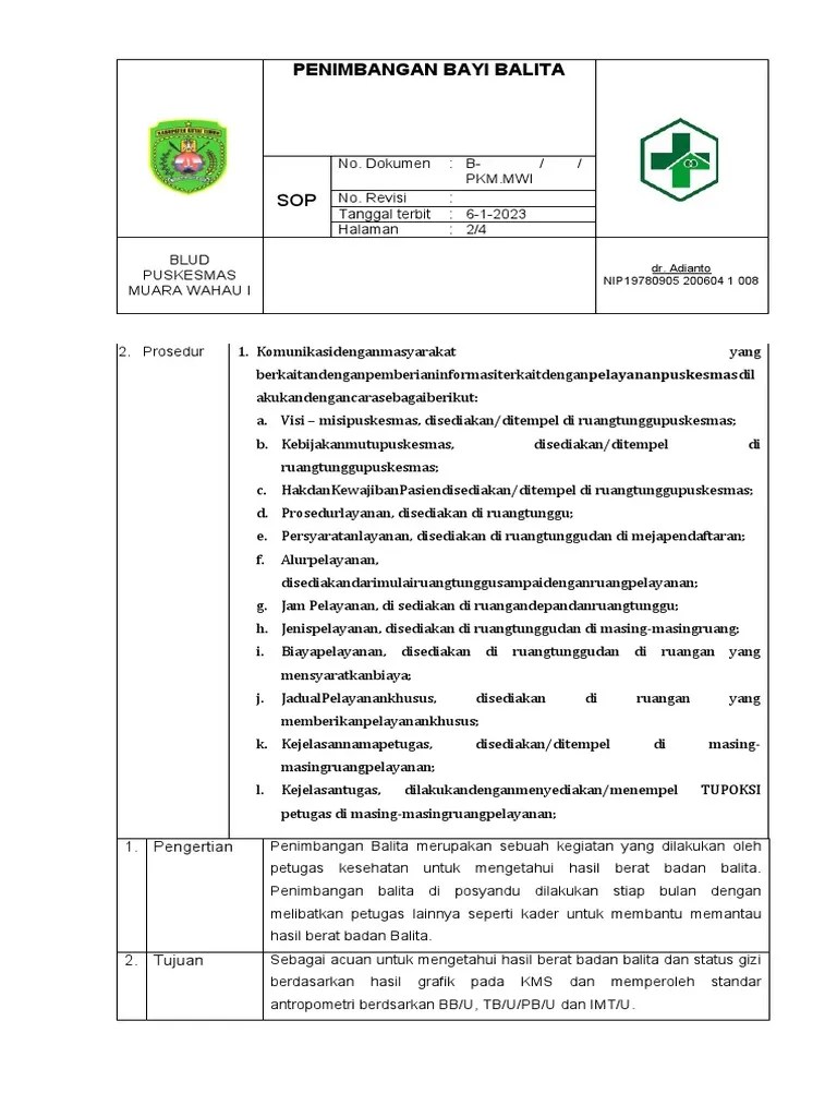 Sop Penimbangan Balita New | PDF