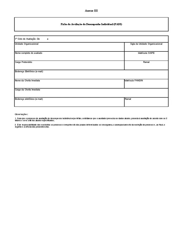 Avaliacao De Desempenho 4 Ficha | PDF | Avaliação De Desempenho