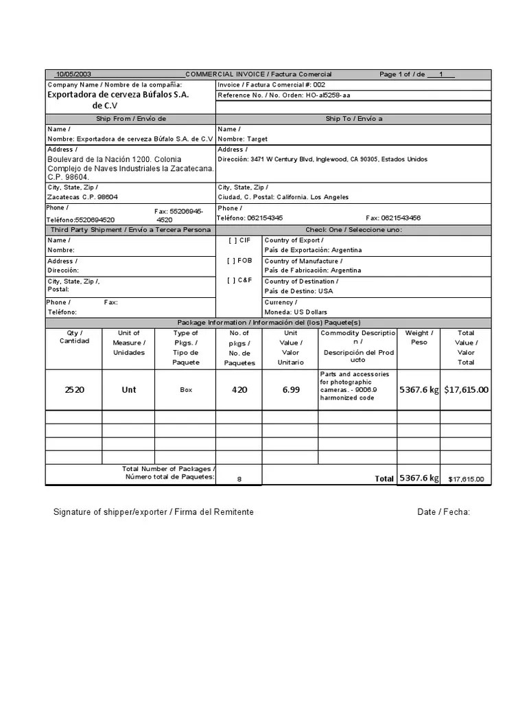 Factura Comercial | PDF