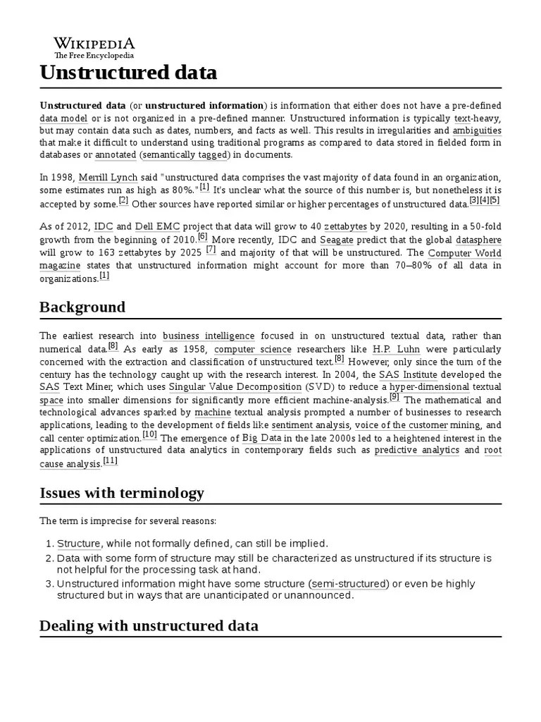 Unstructured Data | PDF | Information Technology Management | Cognitive ...