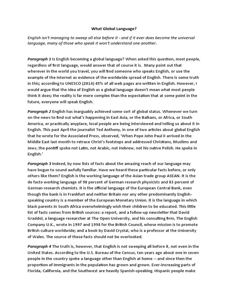 Global Language | PDF | English Language | Literacy