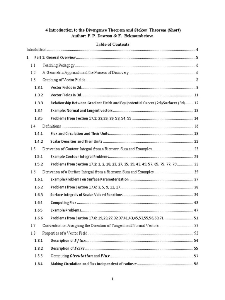 4 Introduction To The Divergence Theorem And Stoke's Theorem (Short ...