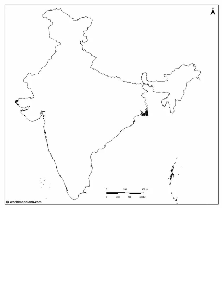 Outline Map Of India A4 | PDF