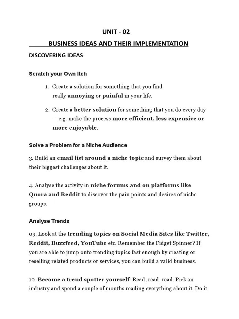 Entrepreneurship Unit 02 | PDF | Business Plan | Startup Company